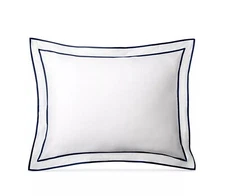 LAUREN RALPH LAUREN Spencer Sateen Border King Sham White/ Navy $135