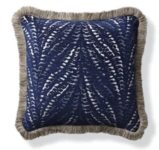 Frontgate Outdoor Patio Animal Print Blue Fringe Pillow Cover 20x20 Set of 2