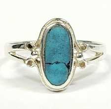 Vintage Sterling Silver Blue Turquoise Ring Size 10