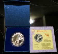 Gedenkmünze Medaille Eröffnung Rügenbrücke 2007 Stralsund Rügen versilbert