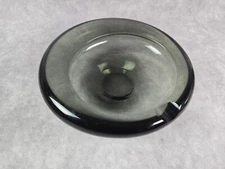VINTAGE PER LUTKEN HOLMEGAARD SMOKE GREY ART GLASS ASHTRAY SIGNED 1957