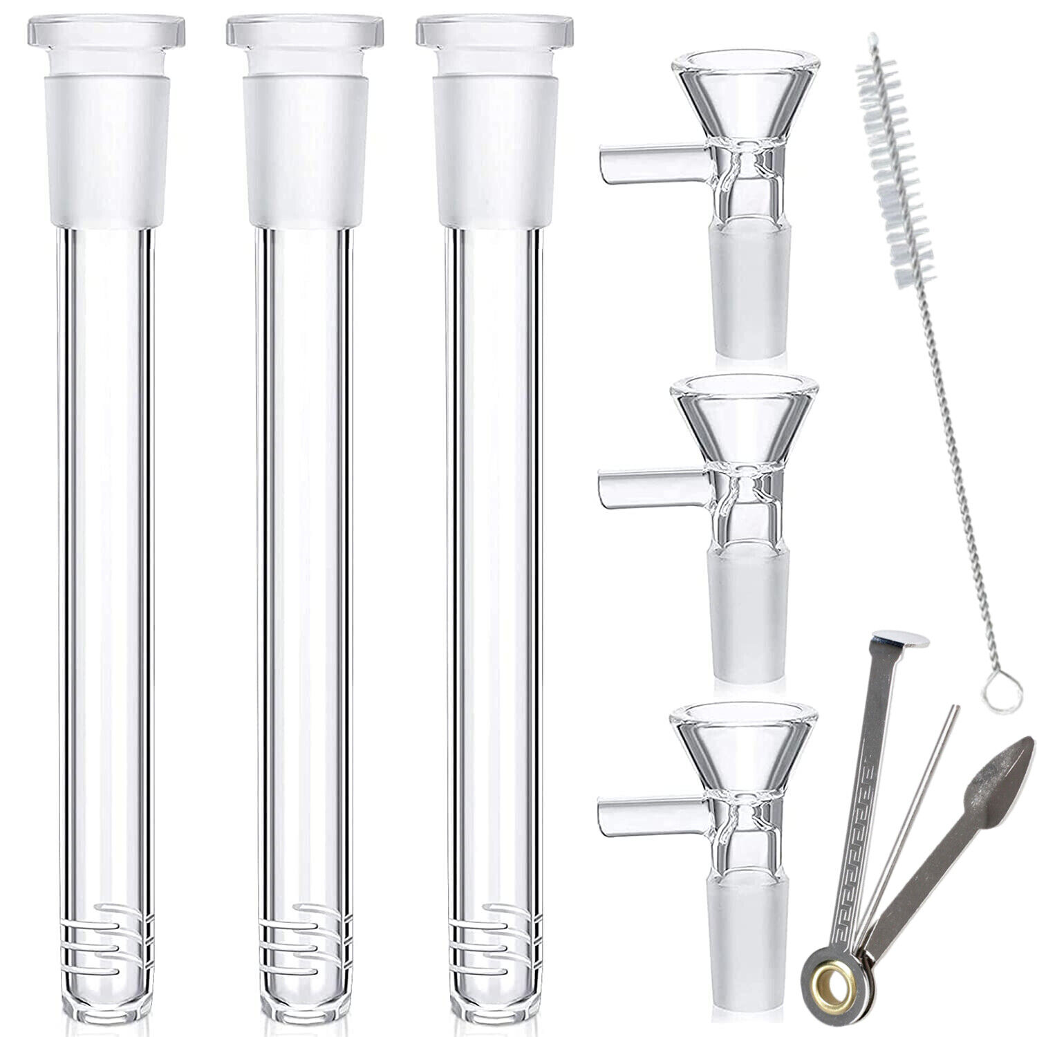 8Pcs/Set Hookah Water Pipe Glass Bong Down Stem Downstem 14mm male bowl piece. Available Now for 13.17