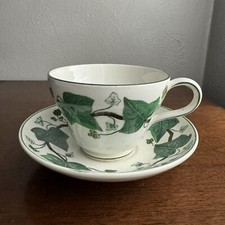 Wedgwood Napoleon Ivy Cup  Saucer AL4751 Green Queensware Etruria Made England