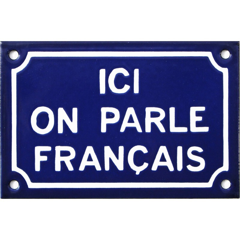 Plaque de rue émaillée 10x15cm en relief bleu nuit fabriquée au pochoir