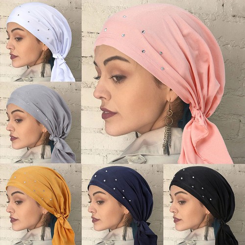 Womens Muslim Hijab Cancer Chemo Hat Turban Cap Cover Hair Loss Head Scarf Wr ц - Picture 3 of 19
