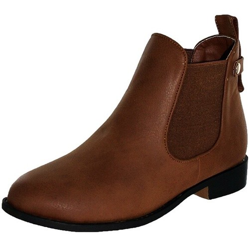 Top Moda LA-5 Womens Elastic Panel Pull-On Low Heel Slip-On Chelsea Ankle Bootie - Picture 4 of 11