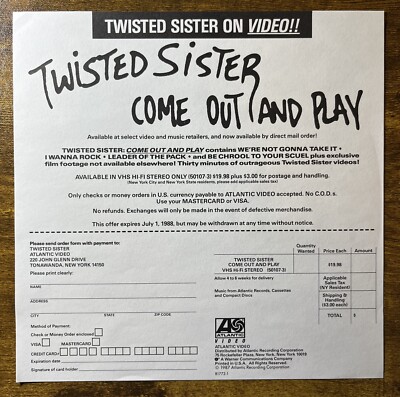 TWISTED SISTER LOVE IS FOR SUCKERS ATLANTIC 1987 LP VINYL 81772-1