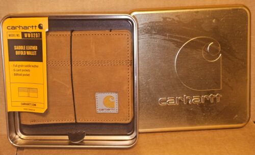 Carhartt Saddle Brown Full Grain Leather 6 Card Pocket Bifold Wallet with Case - Picture 1 of 1