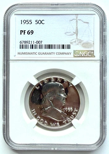 1955 Franklin Half Dollar 50c NGC PF69 Proof Uncirculated Coin (#1790504)