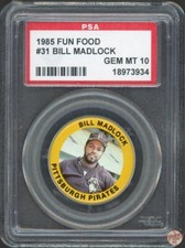 1985 FUN FOOD BILL MADLOCK PIN #31 PSA 10 POP 5 (934)