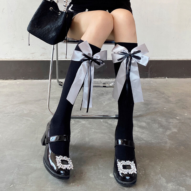 Japanese Lolita Girls Bow School JK Uniform Socks Sweet Students Knee High Socks