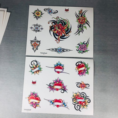 Tattoo Flash Sheet Set Vintage style art 10 color with outline pairs Plus 2 more - Picture 6 of 15