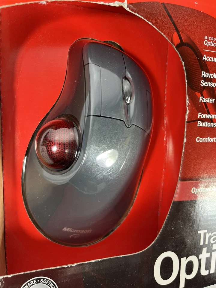 Vintage Microsoft TrackBall Optical Mouse Comfort PC Mac X08-70346 D67-00001 New - Image 3 of 4
