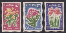 Cambodia   1961   Sc # 91-93   Flowers   MLH   OG   (1014)