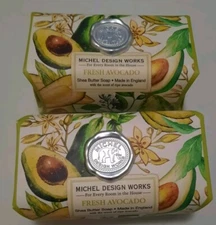 NEW MICHEL DESIGN WORKS Fresh Avocado Shea Butter Soap 2x 8.7 Oz Bars 492g Total