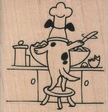 Dog Chef Cooking Rubber Stamp 2 1/2 x 2 1/2", Cute Dog, Dog Stamp, Funny Dog