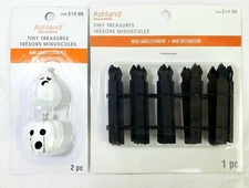 Ashland Tiny Treasures White Pumpkins- Black Fence Halloween Village Accessories
