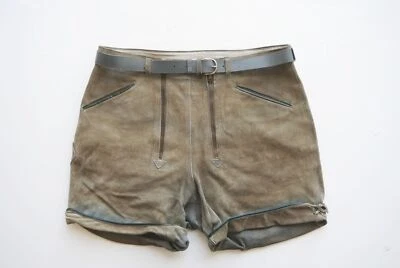 Kurze 70er Vintage DDR Damwild Lederhose Naumburg sexy Doppelzipp grau Gr.52 - Bild 1 von 4