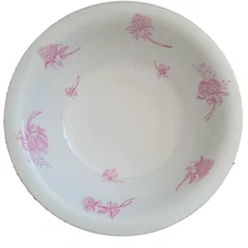 Antique Bona Fama Est Melior Zona Aurea Wash Basin - Pink Floral Transferware