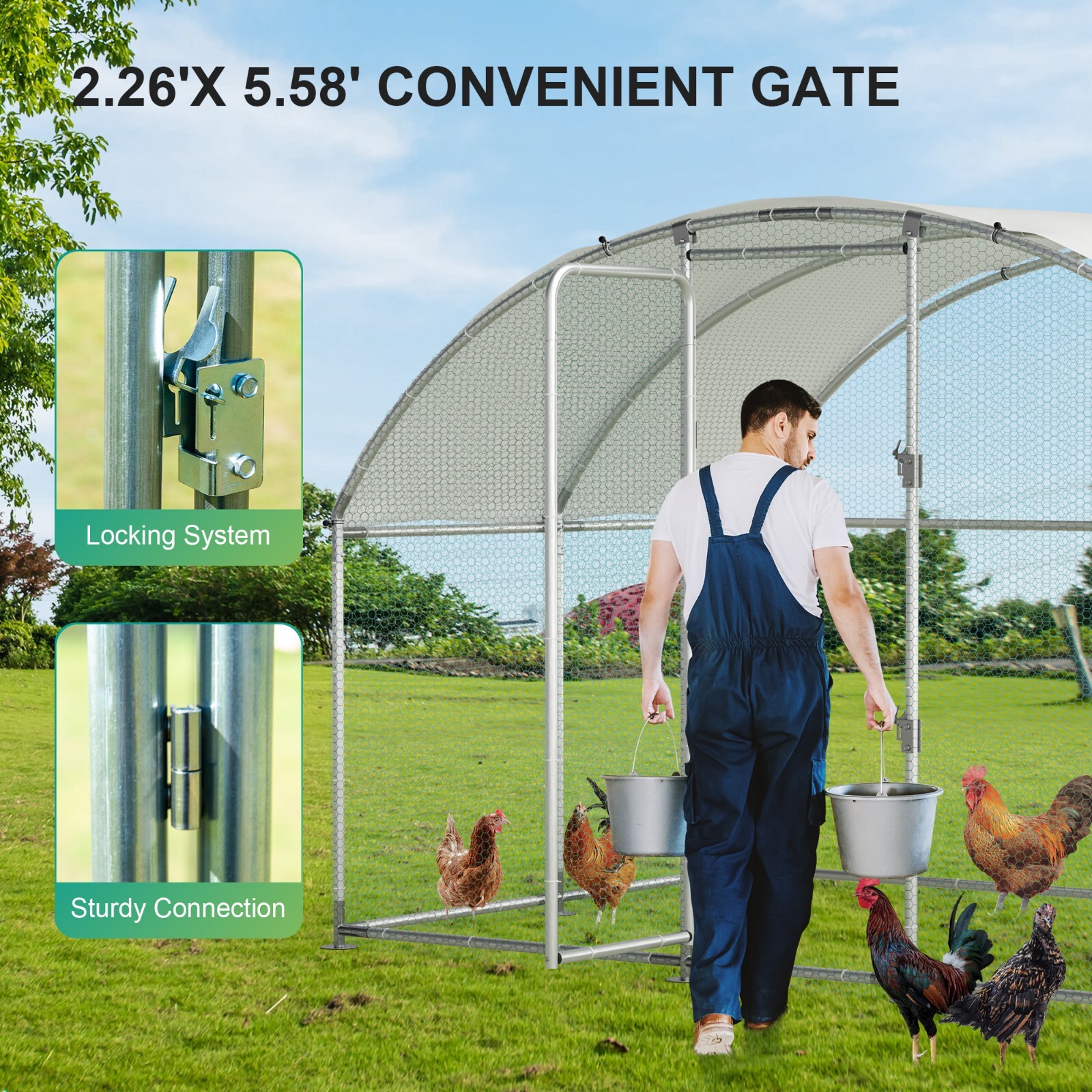 Large Chicken Coop Metal Walkin Chicken Run Hen House Poultry Cage