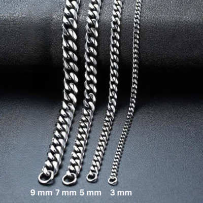 Frauen Männer Panzerkette Edelstahl Silber Halsketten Nickelfrei 45-70 cm 3-9 mm