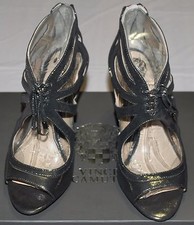 VINCE CAMUTO CALIVIA TITANIUM GRAY POWDERED GLITZ SUEDE HEEL SANDAL US 6.5M