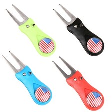 1pc Fold-able Golf Divot Tool Groove Clean Pop-up Button  Magnetic Ball Marker