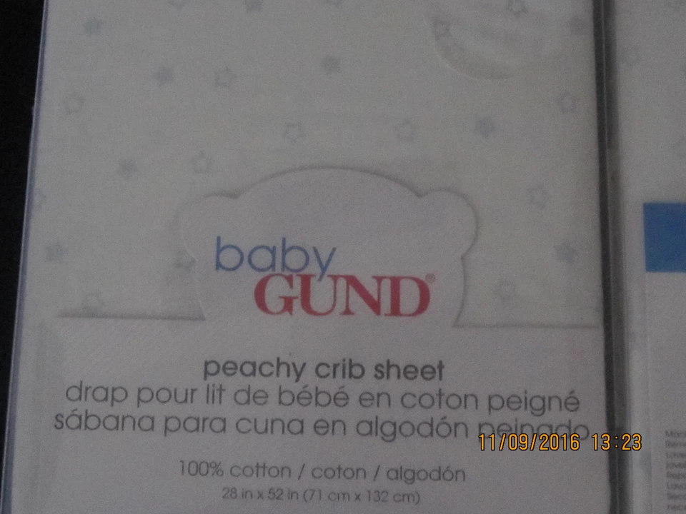 Sábanas Cuna Baby Gund 100% Algodón Nuevas Melocotón 28x52". Foto 4 de 4