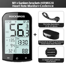 ROCKBROS Bike Wireless Computer GPS Heart Rate Monitor ANT+ Smart Speedometer