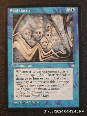Soul Barrier Ice Age NM Blue Uncommon MAGIC THE GATHERING MTG CARD