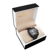 Ferro Black Color Silicone Strap Men's Wristwatch ساعة اليد