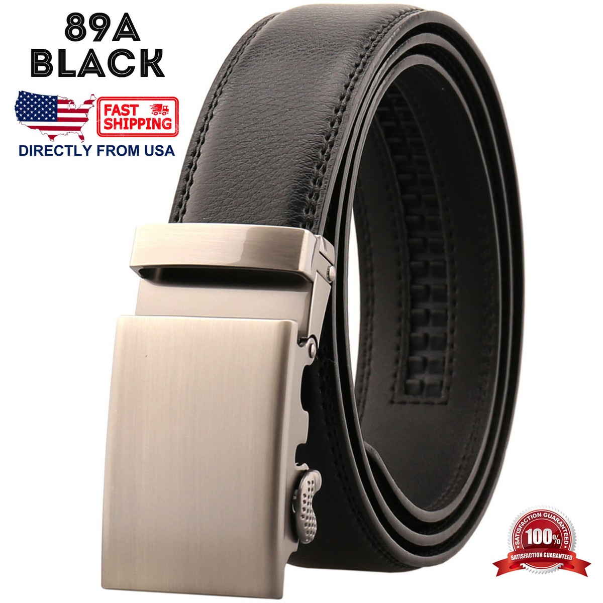 Men's Leather Automatic Buckle Ratchet Business Golf Dress Belt | eBay