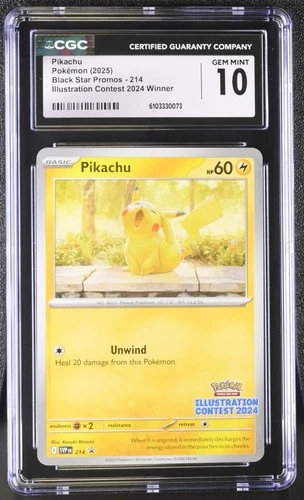 CGC 10 - Pikachu 214 SVP Black Star Promo - Pokemon Illustration Contest 2024