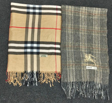 Burberry London Cashmere Check Plaid Scarf Shawl Wrap Preloved Made In Scotland