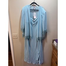 NEW R M Richards 2 Piece Dress Set Blue Beaded Formal Mother Of The Bride 32W