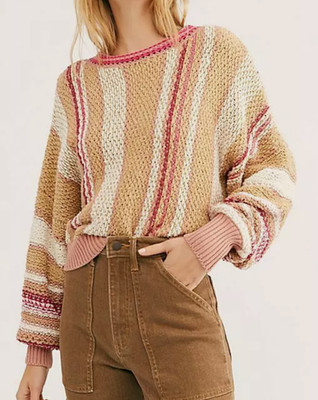 NWT FREE PEOPLE SWEET CHILD SHOW ME LOVE STRIPED PULLOVER SWEATER XL $148