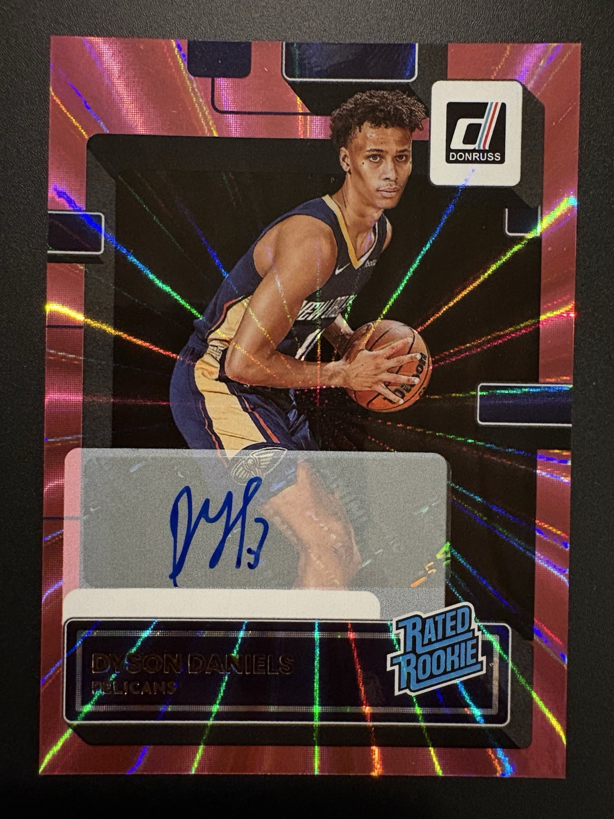 Dyson Daniels 2022-23 Donruss Rated Rookie Pink AUTO #208 ATLANTA HAWKS