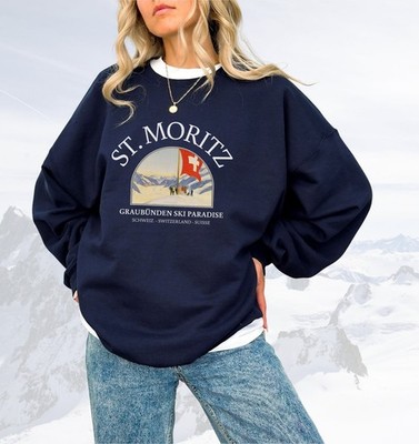 St Moritz Unisex Sweatshirt Travel Gift Switzerland Trip Lover Tee
