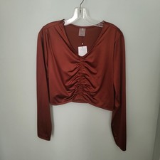 Calia Women XXL Ruched Long Sleeve Rashguard UPF 50 Odor Control Brown Shine