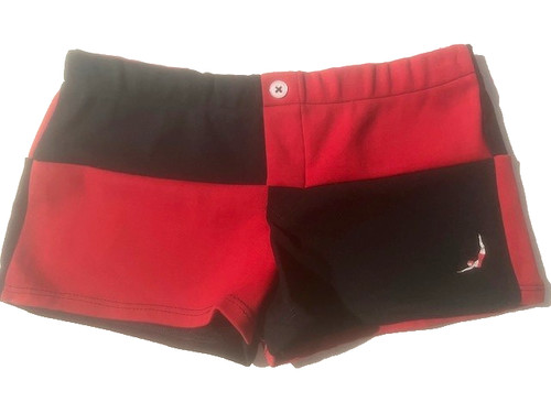 Vintage 70s  JANTZEN Mens Red & Black Stretch Swim Brief Trunk Swimsuit sz 34