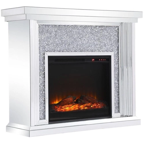 Elegant Decor Modern 47.5" Dazzling Mirrored Faux Log Fireplace Mantle - Picture 1 of 12