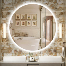 LED round Bathroom Mirror, 42 Inch Backlit Wall Mounted Bathroom Mirror with Lig