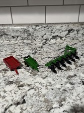 Ertl Lot Of 3 Diecast Red Wagon, John Deere Wagon And Plow