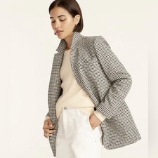 J.Crew Blazer-jacket in English Wool Houndstooth Ivory Black Grey Size 0