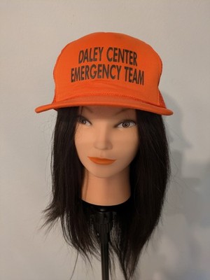 CHICAGO,   DALEY CENTER ''Emergency Team'' Orange Hat, never worn, vintage 1980 
