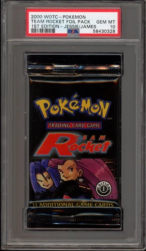 Pokemon Team Rocket 1st Edition Jessie/James Art Sealed Booster Pack PSA 10
