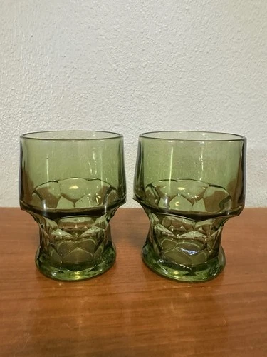 Vintage Anchor Hocking Georgian Avocado Green Glass Tumbler