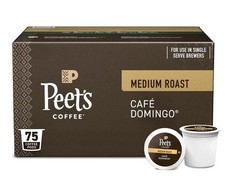 Peet's Coffee Medium Roast K-Cup Pods, Caf  Domingo 75 ct.New   