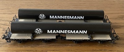 4x Marklin HO H0 Bolster Car with 2x MANNESMANN Steel Pipe. Excellent 2854