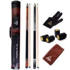 Set of House Bar Pool Cue Sticks Combo - 2 Cue Sticks Packed in 2x2 Hard Pool...